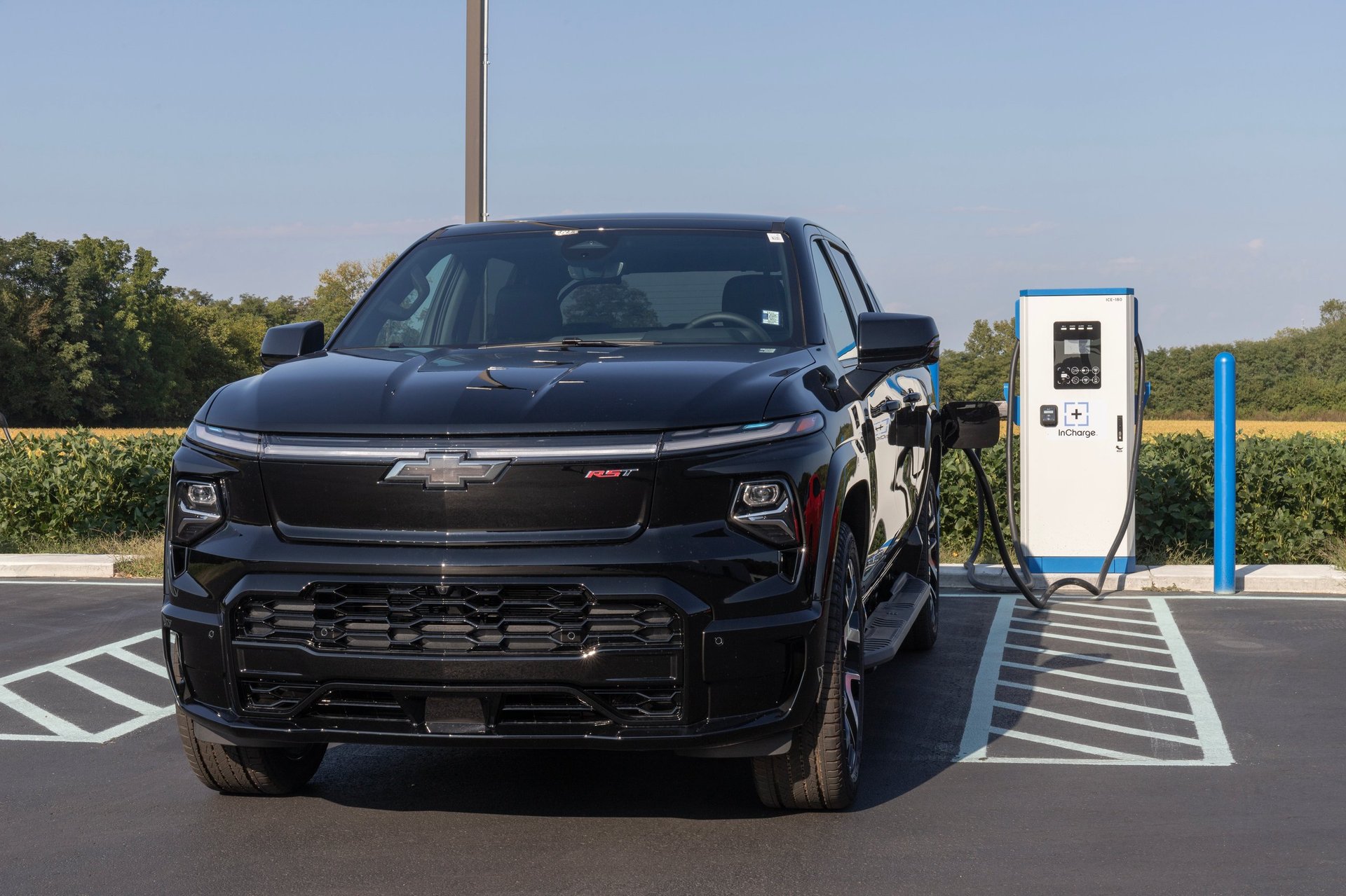 Chevrolet Silverado EV RST Electric Pickup display at auto show