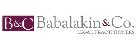 Babalakin & Co. Legal Practitioners logo with purple square B&C emblem and gray text