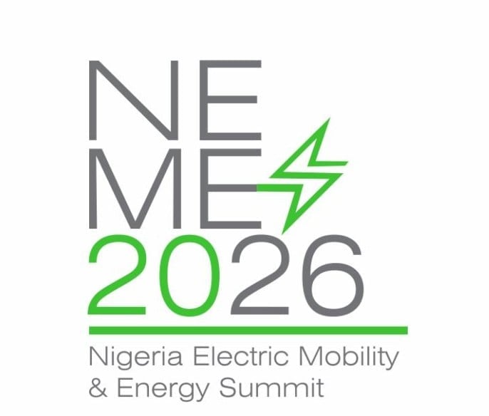 NEME 2026 Nigeria Electric Mobility and Energy Summit logo with green lightning bolt