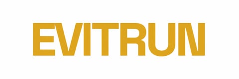 EVITRUN gold text logo on white background